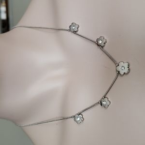Lia Sophia Silver Daisy with rhinestones necklace
